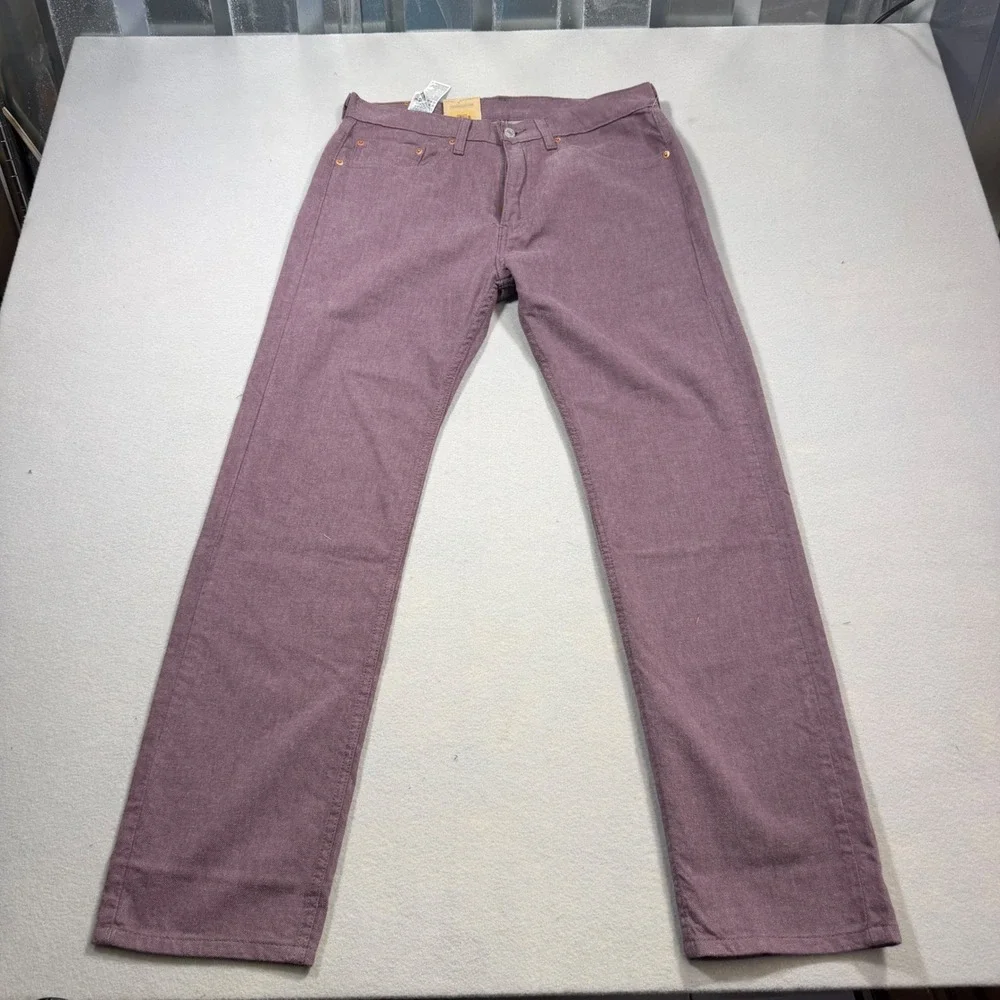 Levis 505 Regular Fit Stretch Pants Mens 32x30 Purple Straight Leg 005051078